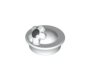 LEGO Weiß Hut mit Blume mit Schwarz Center mit Klein Stift (51016 / 60389)