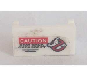 LEGO White Hinge 1 x 2 Base with Ghostbusters Logo, 'CAUTION' and 'STAY BACK OVER 500 FT' Sticker (3937)