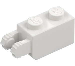 LEGO Blanc Charnière Brique 1 x 2 Verrouillage avec 2 Les doigts (Verticale Fin) (30365 / 54671)