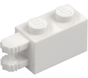 LEGO Vit Gångjärn Kloss 1 x 2 Låsning med Dual Finger på Slutet Horisontell (30540 / 54672)