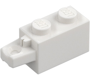 LEGO Bílá Závěs Kostka 1 x 2 Zamykání s Single Finger na Koncovka Horizontální (30541 / 53028)