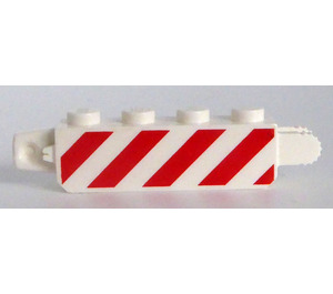 LEGO White Hinge Brick 1 x 4 Locking Double with Red Stripes on Both Sides (30387)