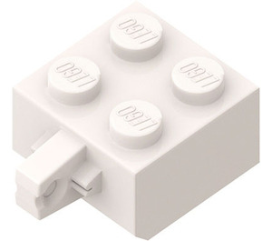 LEGO hvid Hængsel Klods 2 x 2 Låsning med 1 Finger Lodret (intet akselhul) (30389)