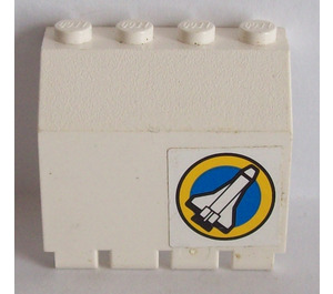 LEGO White Hinge Panel 2 x 4 x 3.3 with Shuttle in Yellow Circle Bottom Right Sticker (2582)