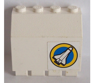 LEGO Vit Gångjärn Panel 2 x 4 x 3.3 med Shuttle i Gul Cirkel Botten Höger Klistermärke (2582)