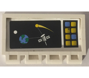 LEGO White Hinge Tile 2 x 4 with Ribs with Satellite and Earth Sticker (2873)