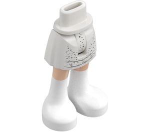 LEGO Blanc Hanche avec Basic Incurvé Jupe avec Argent Dots et Fourrure avec Blanc Boots avec charnière mince