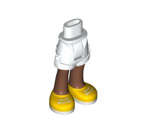 LEGO White Hip with Rolled Up Shorts with Yellow shoes with Thick Hinge (35556 / 35557)