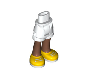 LEGO White Hip with Rolled Up Shorts with Yellow shoes with Thick Hinge (35557)