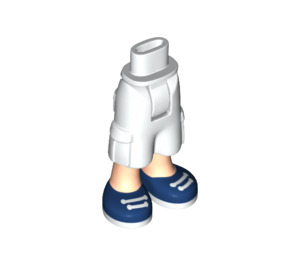 LEGO Wit Heup met Korte broeken met Cargo Pockets met Dark Blauw shoes (26490)