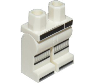 LEGO blanc Hanches et jambes avec Décoration Of Courroie, Knee Pads et Toes (3815 / 34054)