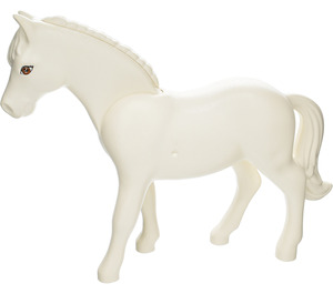 LEGO White Horse (Belville) with Black Rimmed Eyes with White and Dark Orange Irises Pattern (6171)
