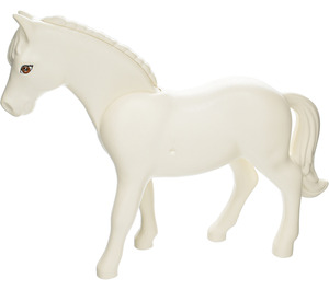 LEGO White Horse (Belville) with Black Rimmed Eyes with White and Dark Orange Irises Pattern (6171 / 75297)