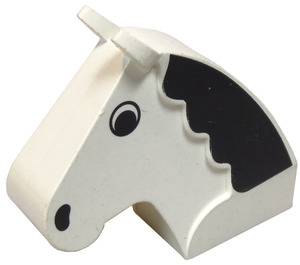 LEGO White Horse Head 2 x 6 x 4.5 with Black Mane (6244 / 82247)