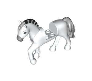 LEGO White Horse with Black and Gray striped Maine (66146)