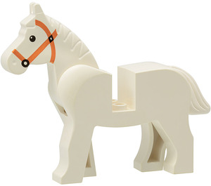 LEGO Wit Paard met Zwart Ogen en Dark Oranje Bridle (75998)