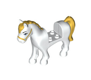 LEGO Weiß Pferd mit Gold Haar und Bridle (33858)