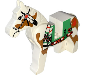 LEGO White Horse with Green Blanket and Red Hand on Left Side (73392)