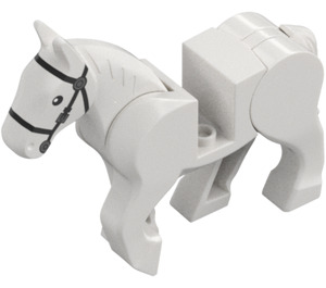 LEGO White Horse with Moveable Legs, Black Bridle and Silver Buckles (10509)