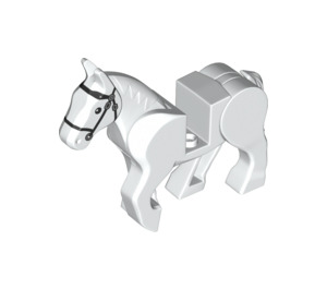 LEGO White Horse with Moveable Legs, Black Bridle and Silver Buckles (10509)