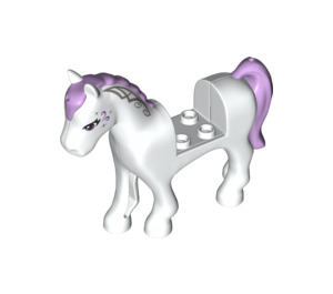 LEGO Blanco Caballo con Morado Mane y Morado Decoración con ojos lavanda (93085)