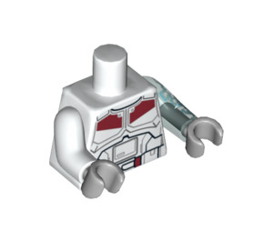 LEGO Vit Jek Kropp med Röd och Svart Rustning Mönster och Transparent Ljus Blå Vänster Arm (15222 / 88585)