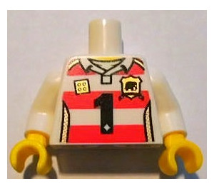 LEGO Wit Lego Brand Store Mannelijk, Rugby Shirt met Zwart Number '1' Torso (973)