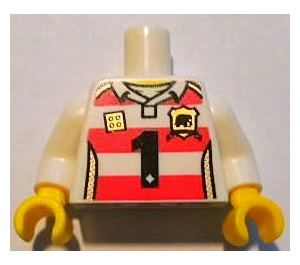 LEGO White Lego Brand Store Male, Rugby Shirt With Black Number '1' Torso (973)