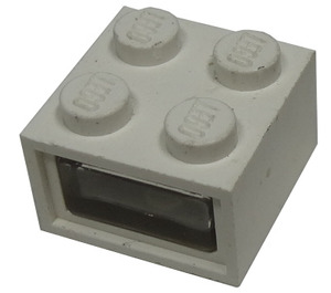 LEGO Biały Światło Cegła 2 x 2, 12V z 2 plug Dziury (Gładka przezroczysta soczewka)