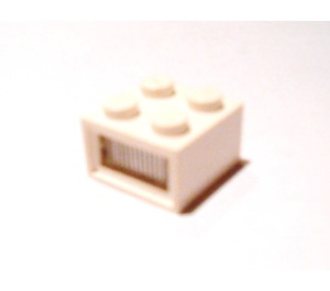 LEGO Vit Ljus Kloss 2 x 2, 12V med 3 plug Hål (Räfflad genomskinlig diffusorlins)