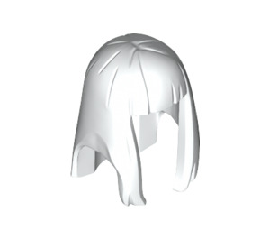 LEGO White Long Hair with Straight Bangs (Rubber) (17346)