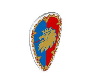 LEGO White Long Minifigure Shield with Red / Blue and Lion (2586 / 109194)