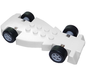 LEGO White McDonald's Racers Chassis with Slicks and Medium Stone Grey Wheels (85775)