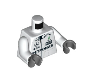 LEGO hvid Mercedes AMG Petronas F1 Race Bil Chauffør med Minifig Torso (973 / 76382)