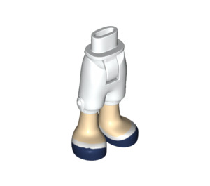 LEGO White Minidoll Hip with Cropped Trousers with Dark Blue and White Shoes (Thick Hinge) (18353 / 92819)