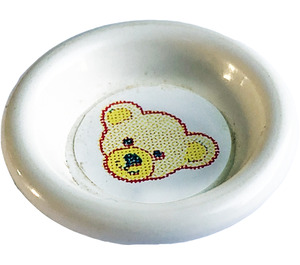 LEGO White Minifig Dinner Plate with Teddy Bear Sticker (6256)