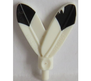 LEGO White Minifig Feathers with Pin with Pin and Black Tip (30126)