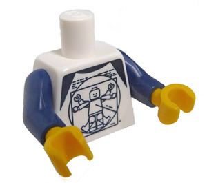 LEGO White Minifig Torso Assembly Vitruvian Man Pattern (973)