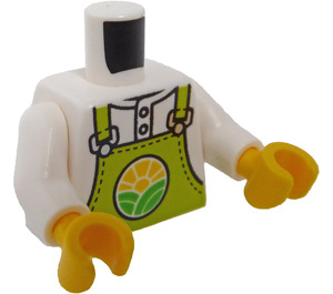 LEGO Weiß Minifig Torso Shirt mit Lime Bib Overalls mit City Farm Logo (973 / 76382)