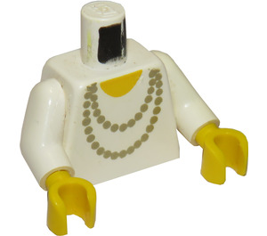 LEGO White Minifig Torso with Golden Necklace with White Arms and Yellow Hands (973)