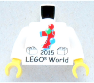 LEGO White Minifig Torso with LEGO World 2015 and 7 Pattern with White Arms and Yellow Hands (973)