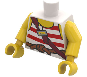 LEGO Weiß Minifigur Torso mit Rot und Weiß Streifen (973)