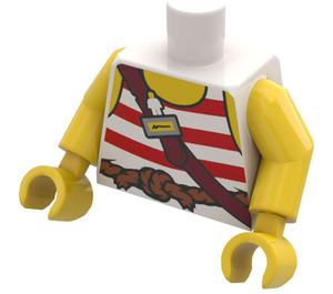 LEGO Weiß Minifig Torso mit rot und Weiß Streifen (973)