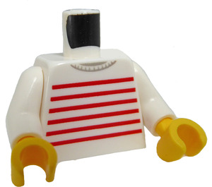 LEGO Vit Minifigur Kropp med Röd Ränder (973 / 76382)