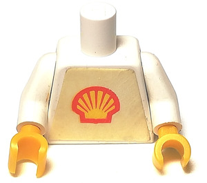 LEGO Valkoinen Pienoishahmo Vartalo jossa Shell logo Tarra (973)