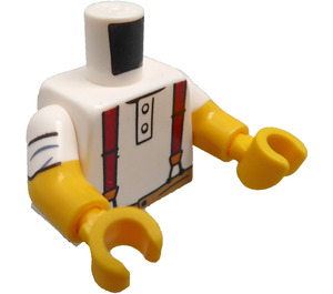 LEGO White Minifig Torso with Short Sleeve Polo Shirt and Suspenders (973 / 78568)