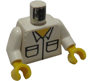 LEGO White Minifig Torso with White Collar and 2 Pockets with White Arms and Yellow Hands (973)