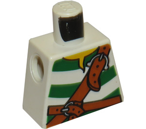 LEGO White Minifig Torso without Arms with Green Stripes and Leather Straps (973)