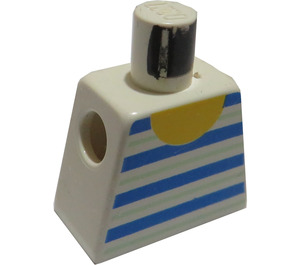 LEGO White Minifig Torso without Arms with Horizontal Thick Blue Stripes and Thin Light Aqua Stripes (973)