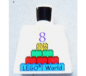 LEGO Wit Minifig Torso zonder armen met LEGO World 2016 en 8 Patroon (973)